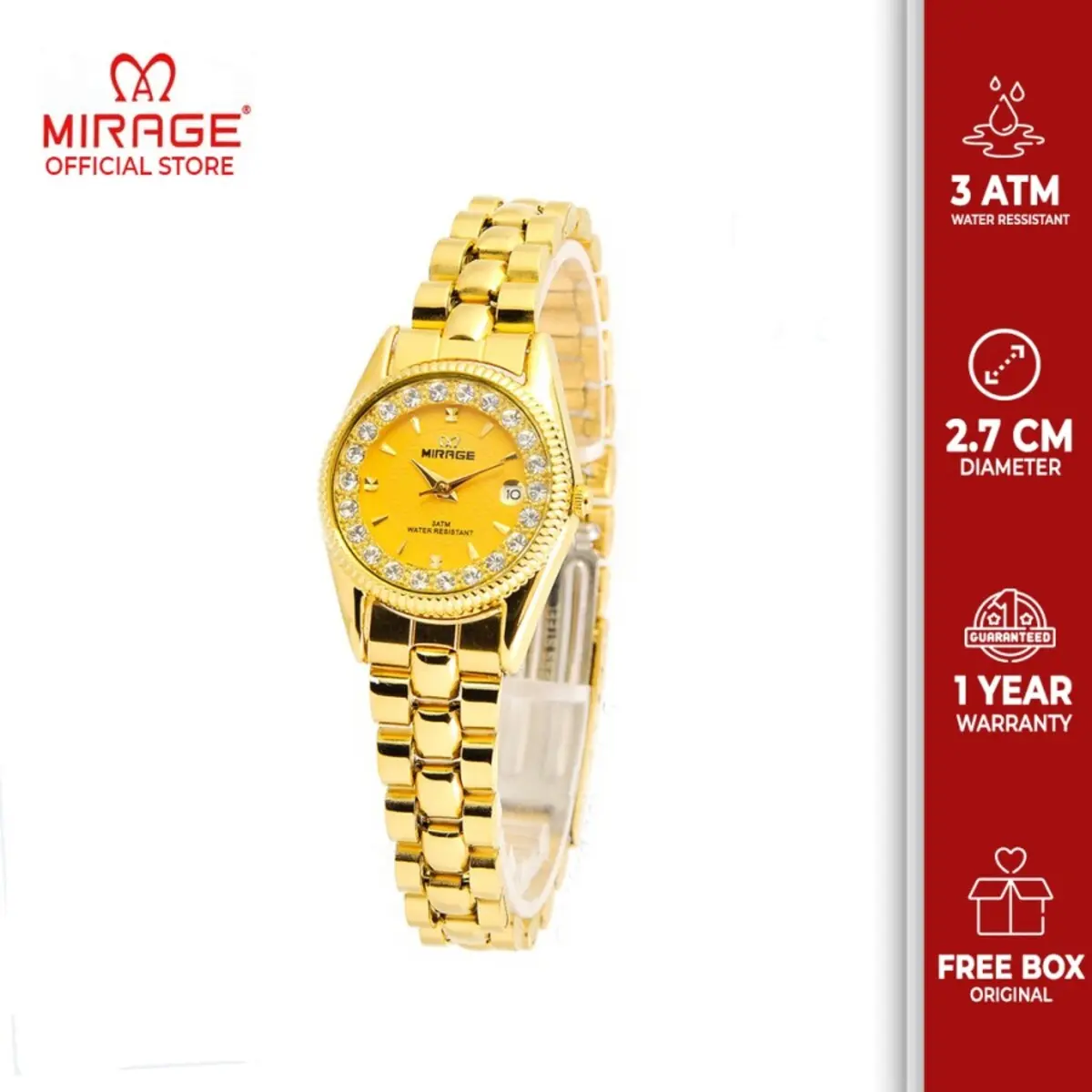 Mirage Watch - Jam Tangan Analog Wanita Gold Mewah Tahan Air Permata RX L Original Watches jam  tangan aesthetic