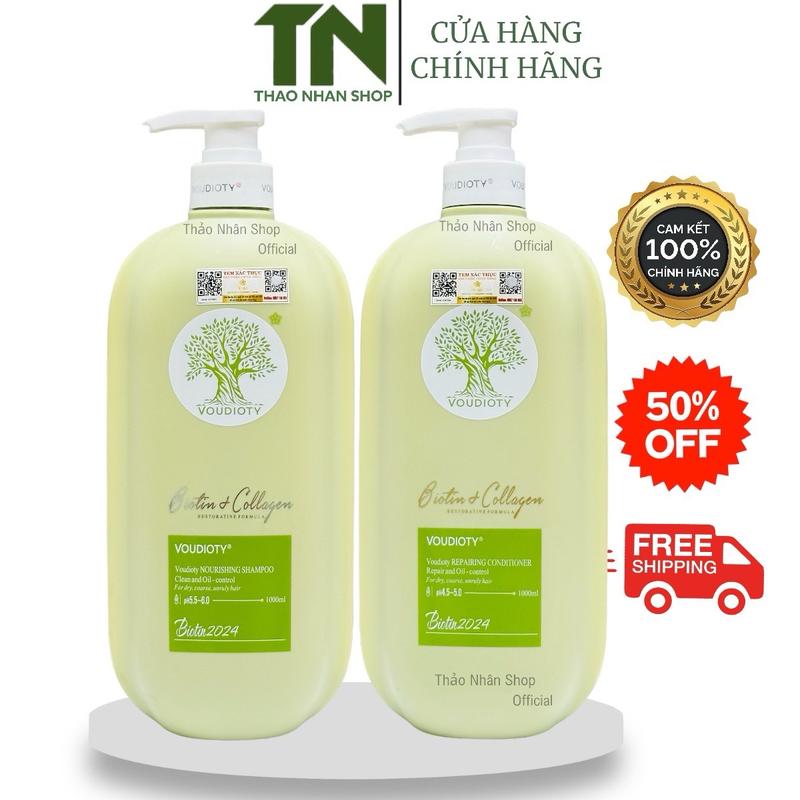 Dầu gội xả Kiềm Dầu Biotin Collagen X9 Xanh Lá Voudioty 1000ml Mẫu 2024 Nữ