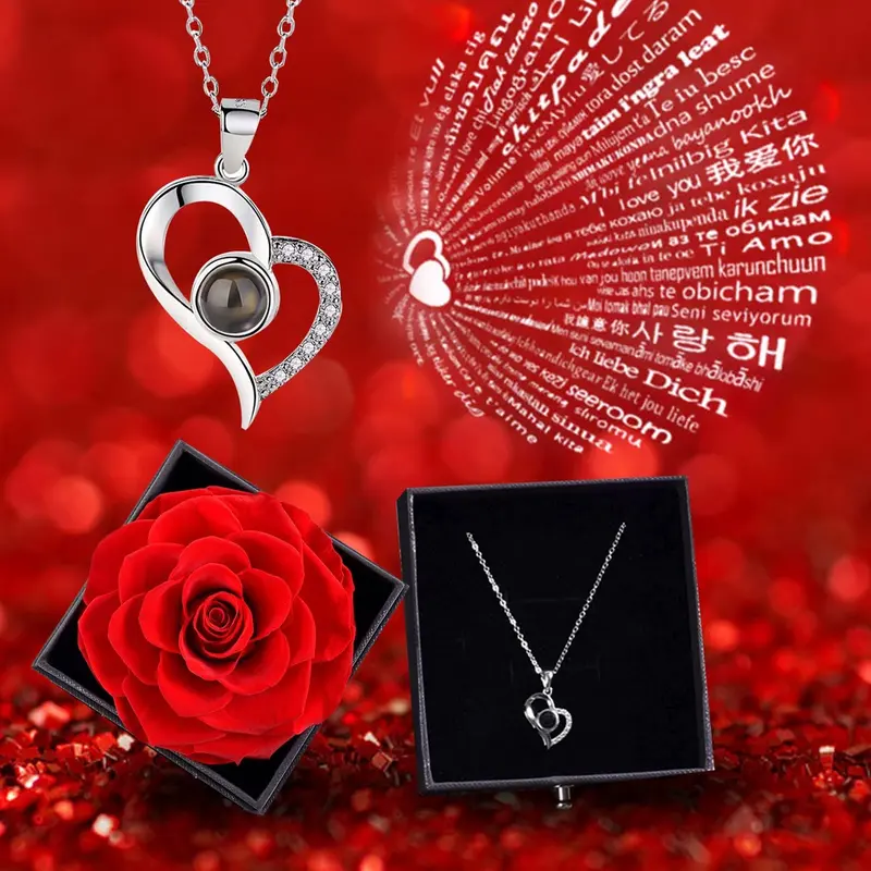 Kecantikan Mistik Diawetkan Mawar Asli Merah dengan Kalung 925 Mawar Ajaib Hadiah untuknya Hadiah Ulang Tahun untuk Wanita Pacar Ibunya Istri Nenek di Hari Kasih Sayang Set Natal Hari Ibu 3