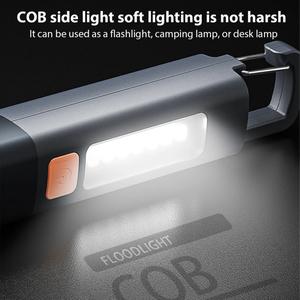 High Brightness ABS Flashlight USB Rechargeable Portable Outdoor Small Flashlight Camping Hanging Light Telescopic Focus COB Side Light