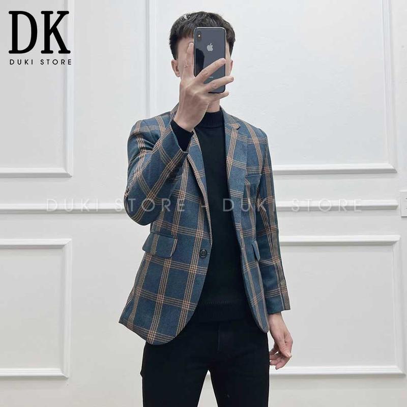 Áo vest nam, áo blazer nam Hàn Quốc kẻ caro BDK0003 - DUKI STORE