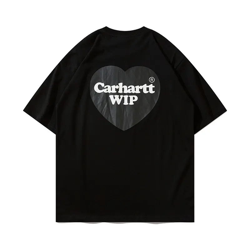 Carhartt summer tee shirt, for men and women, hip hop style, casual, crewneck, cotton material, retro design, short sleeve, new in 2024 Fabric Menswear Top Print Tshirt Lingerie Streetwear Tropical Round Neck