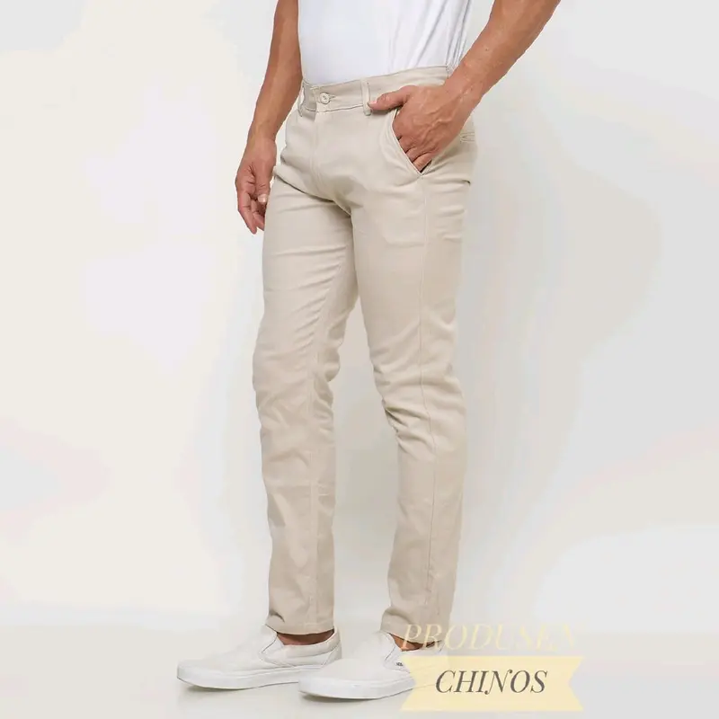 Celana Panjang Pria CHINO Slim Fit Abu Cream Hitam Kain Mocca Nyaman 2