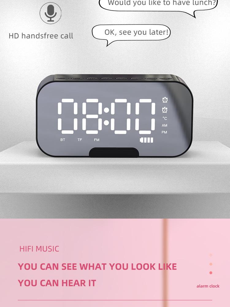 Product Introduction of Cross-Border Hot-Selling Smart AI Bluetooth Speaker Mirror Clock Alarm Clock Mini Card-Insert Radio Speaker Creative Gift mini  speaker  mini  speaker 27
