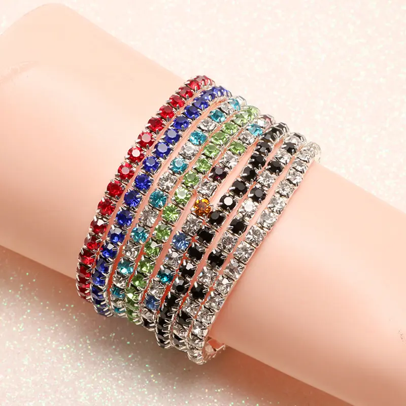 Vòng Tay Sang Trọng Một Hàng Cho Nữ, Vòng Tay Dát Kim Cương Giả Đầy Đủ, Vòng Tay Co Giãn, Trang Sức 1