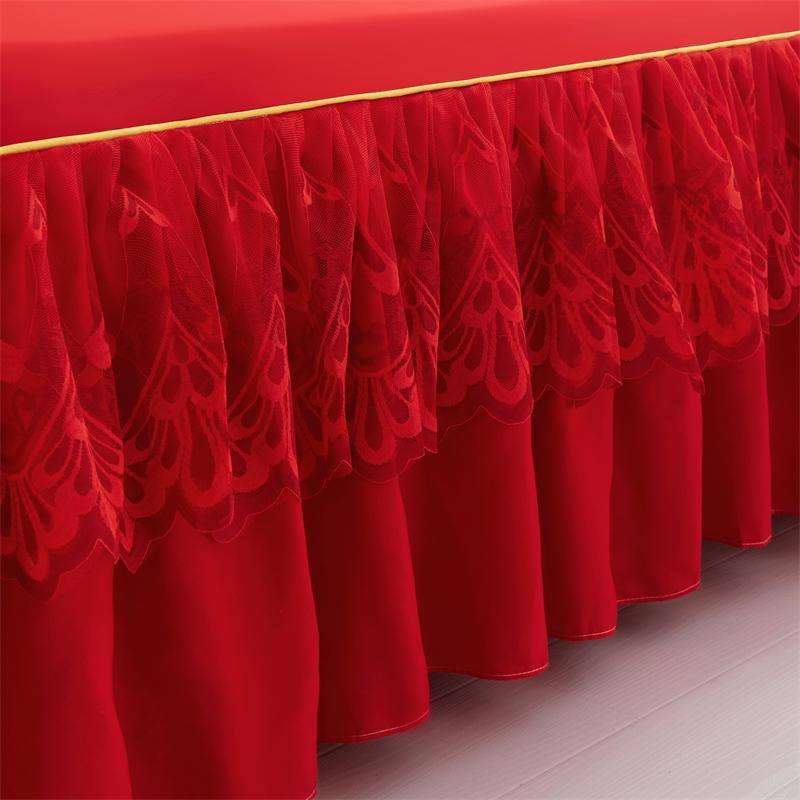 Solid Color Bed Skirt Without Pillowcase, Romantic Bed Skirt, Non-slip Bed Skirt for Bedroom & Guest Room, Bedding Supplies 7
