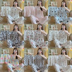 Set Baju Tidur 3 Keping, Musim Panas Manis, Untuk Wanita, Piyama Kapas Seperti Awan Ringan, dengan Seluar Pendek dan Seluar Serba guna, Sesuai untuk Bersantai, Tidur dan Strim Langsung, Selesa