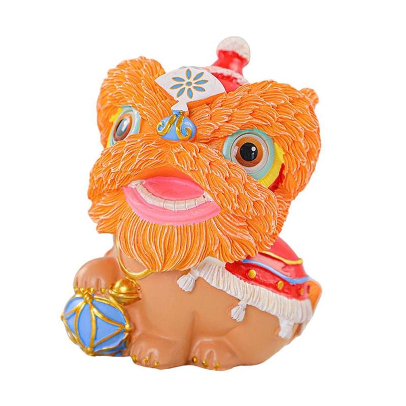 Chinese Lion Dance Statue, Resin Figurine Housewarming Gift Ornament, Spring Festival Decoration for Home Shelf Bedroom 7