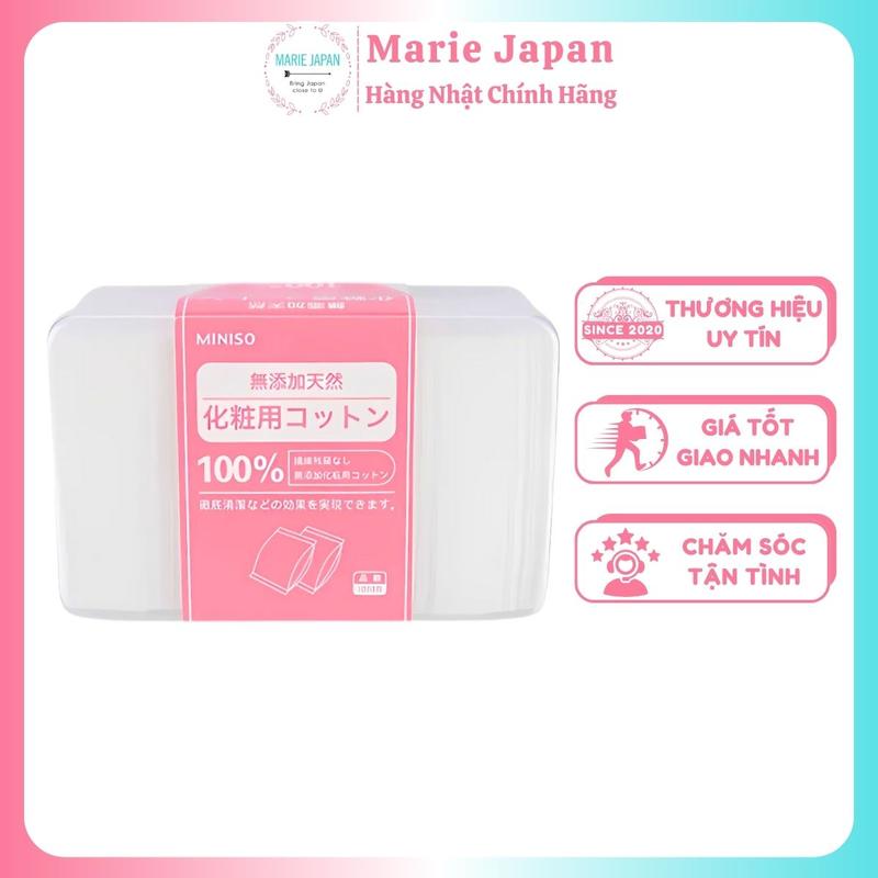  Bông Tẩy Trang Miniso Nhật Bản Hộp 1000 Miếng Chính Hãng - Cosmetic Mỹ Phẩm Trang Điểm Nữ 