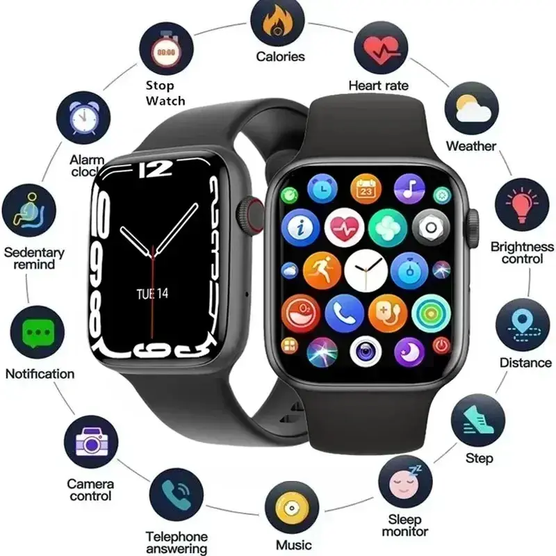 2024 Original I8 Pro Max Smart Watch - Your Personal Health Trainer in 2024 -Heart Rate Tracker, Sleep Monitor, Call Reminder, Bluetooth Music X8 MAX T500 Device Wearable Charging Medical Detection Phone Mobile