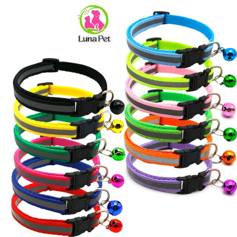 Vòng cổ lục lạp cho thú cưng hoạ tiết sọc phản quang LunaPet VC05