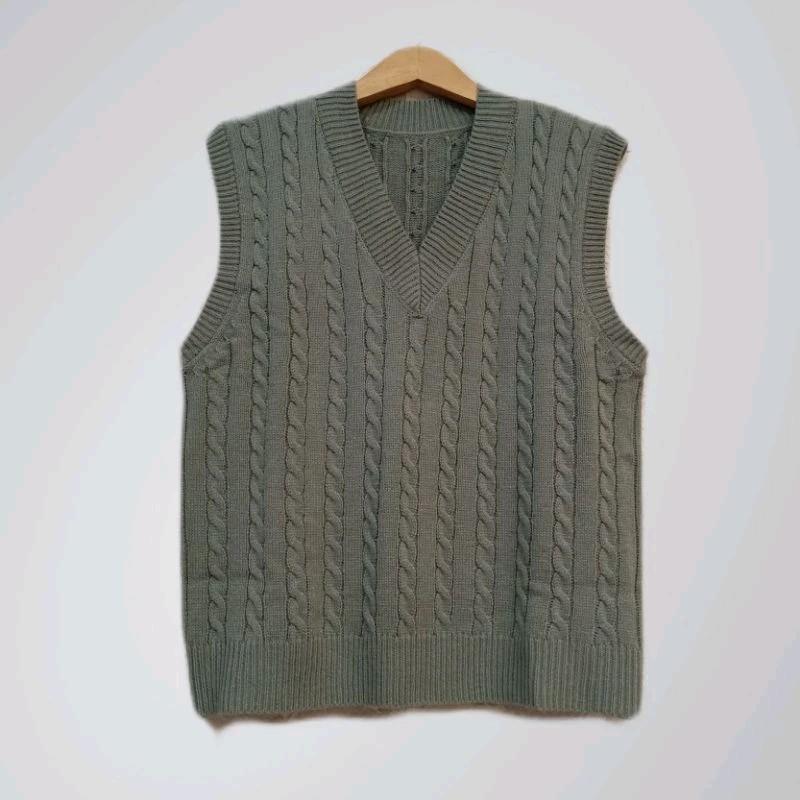 azura rompi rajut cewek cowok V-Neck Santai 2