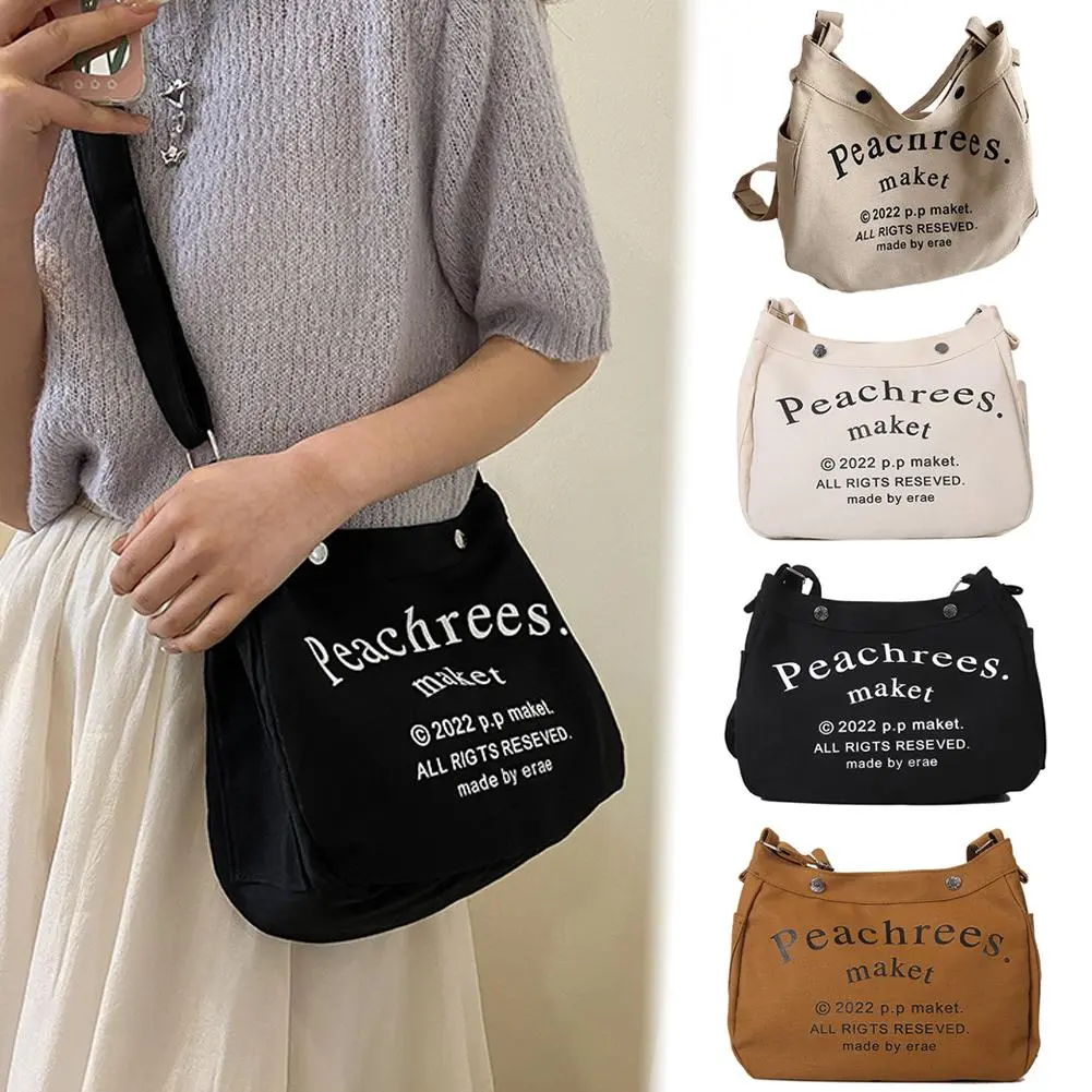 Large Capacity Canvas Shoulder Bag Retro Messenger Bag Handheld Tote Bag Korean Canvas Bag Underarm Bag