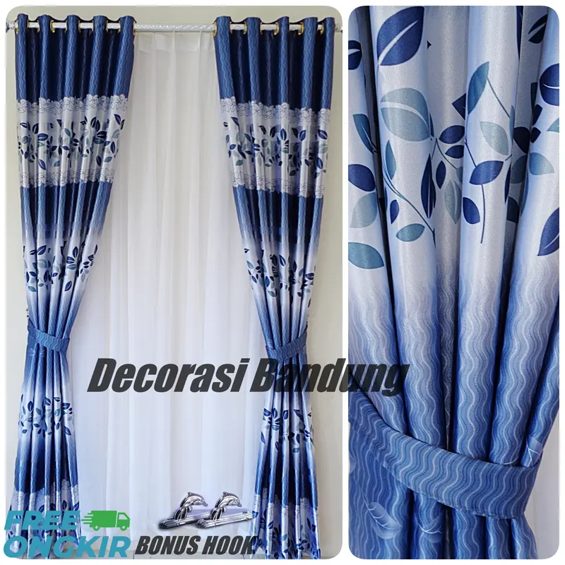 Gorden Pintu Kamar Tidur Aesthetic Blackout Import Printing Hijau Model Smokring 1