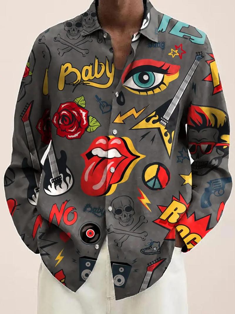 Product Introduction of Men's Vintage Animal Print Long Sleeve Shirt 2023 Fashion Design Luxury Long Sleeve Tops Men's Four Seasons Button Lapel Shirt Menswear Lingerie 6