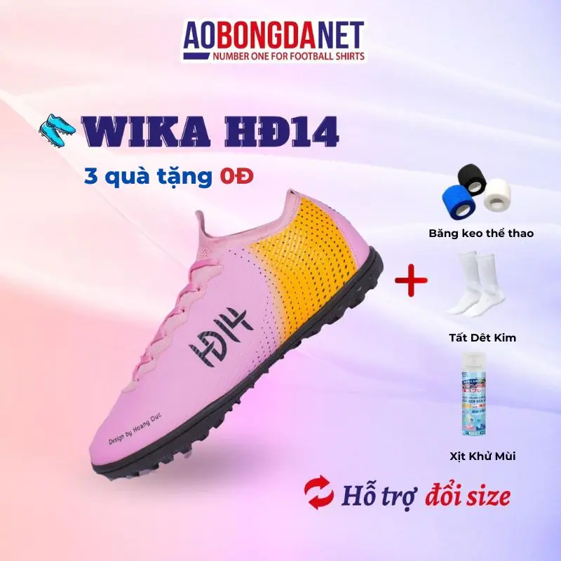 Giày Đá Bóng, Đá Banh Wika HĐ14 Chính Hãng Cho Sân Cỏ Nhân Tạo, Giày Thể Thao Sneaker Sport Tập Thể Dục