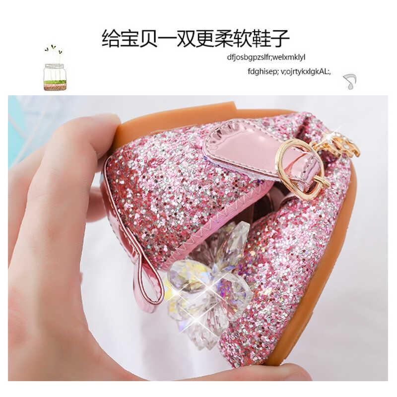 Product Introduction of Frozen Elsa Princess Kids Leather for wer Casual Glitter Children High Heel Girls Shoes Butterfly Knot Blue Pink Sier 5