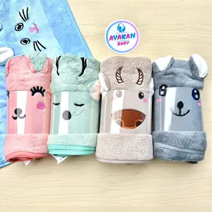 Ayakan Baby Handuk bayi Microfiber Karakter Lembut BISA PILIH WARNA Biru Pink Ungu