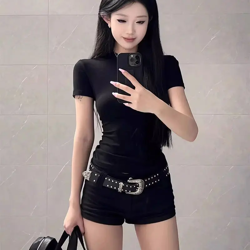 Thắt Lưng Đinh Tán, Phong Cách Harajuku Y2g, Cô Gái Nóng Bỏng Gothic Punk, Công Nghiệp Nặng Tối Màu, Dễ Phối Đồ, Khóa Kim Loại Hai Hàng, Thiết Kế Đinh Tán Ngầu