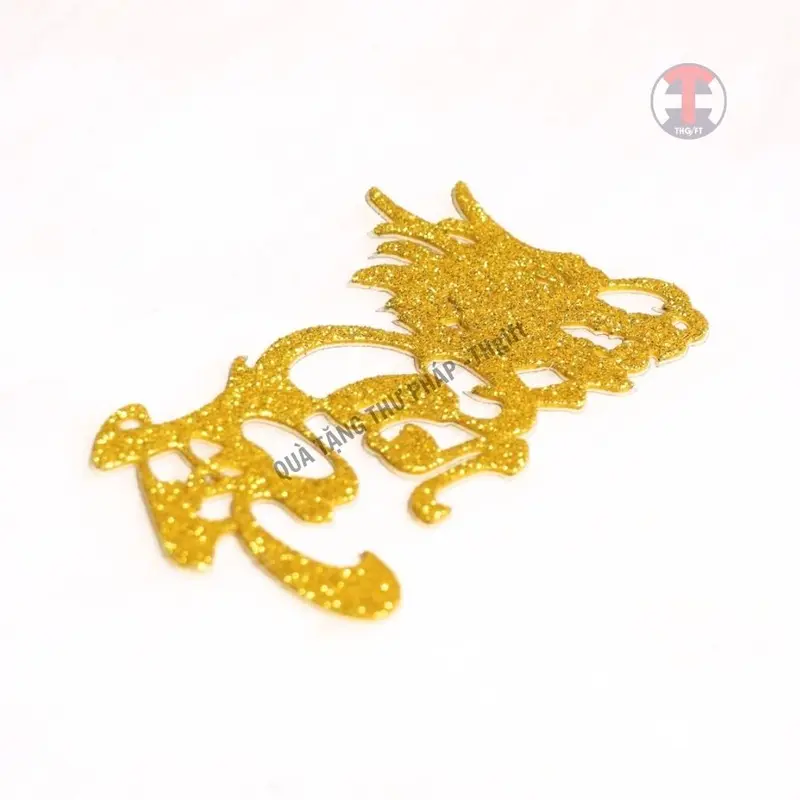 [14]Chữ xốp nhũ thư pháp kim tuyến 12cm Đầu Rồng dán Dừa Tết 2024[Trang trí dưa, dừa bưởi thư pháp ngày Tết] Tranh 3