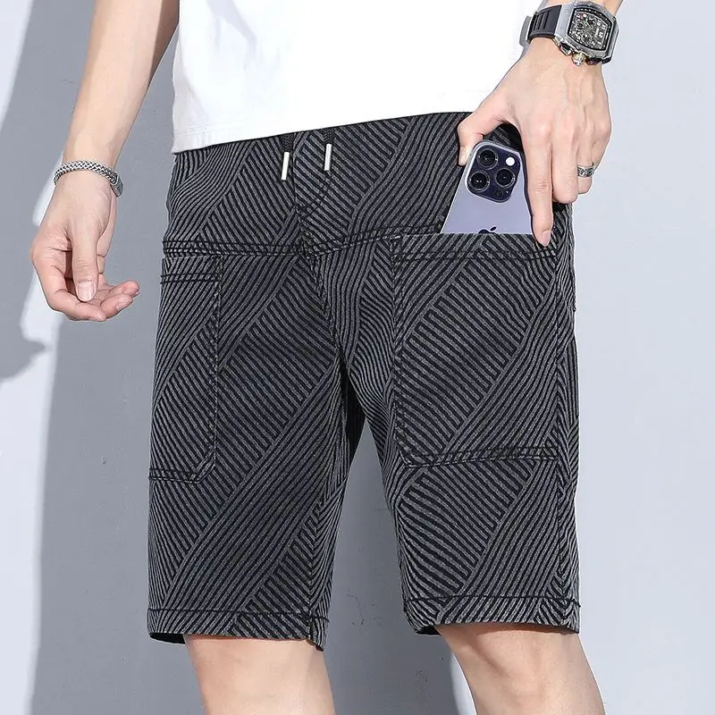 Men's Pants Denim Shorts Stretch Loose Straight Sports Pants
