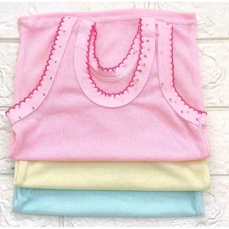 Labeling Singlet Bayi Anak 12 Pcs Warna Biru Kuning Pink Size S-M-L-XL Motif Tutul - Newborn 1