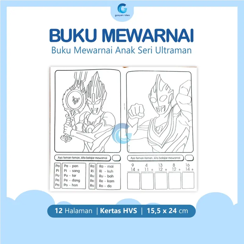 Buku Mewarnai dan Belajar Anak Karakter Seri Ultraman Books 3