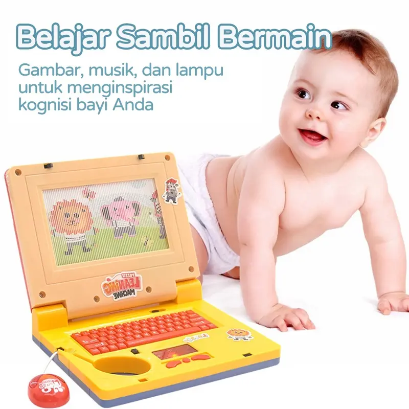 Mainan  Belajar edukasi laptop anak Alat bahasa Inggris Musik bantu belajar Learning Machine Notebook Laptop elektrik dan layar kartun bergerak Mini 4