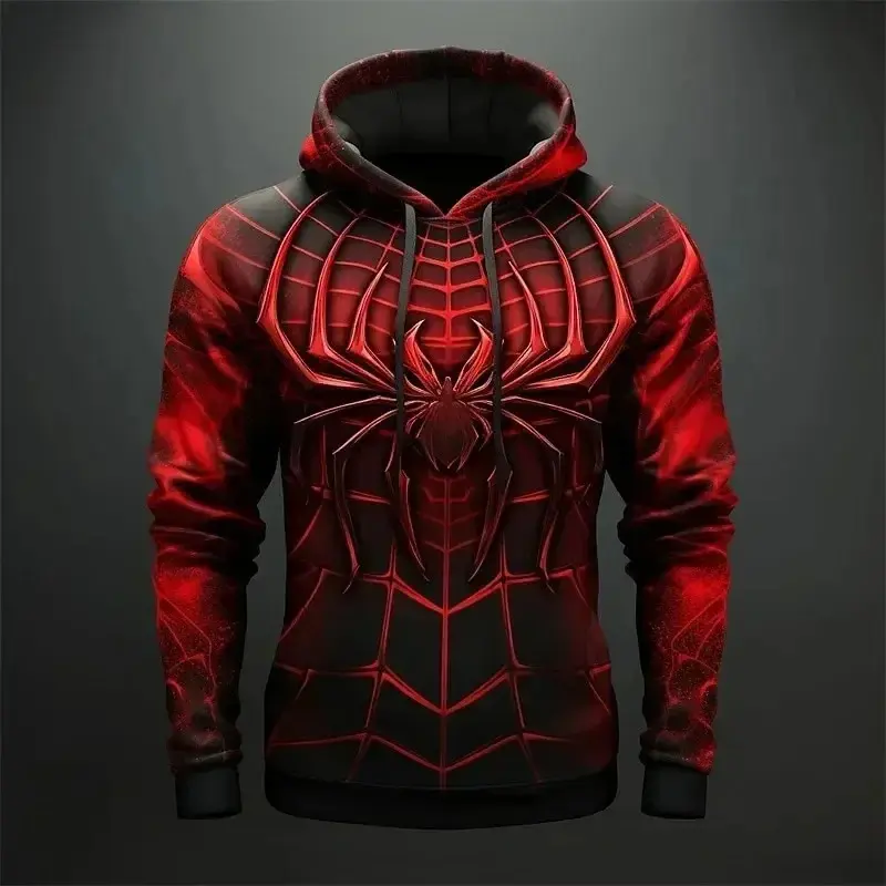 Casual hoodie, 3dspider men's graphic print, pullover, suitable for spring and autumn, holiday wear, men's Pullover dress