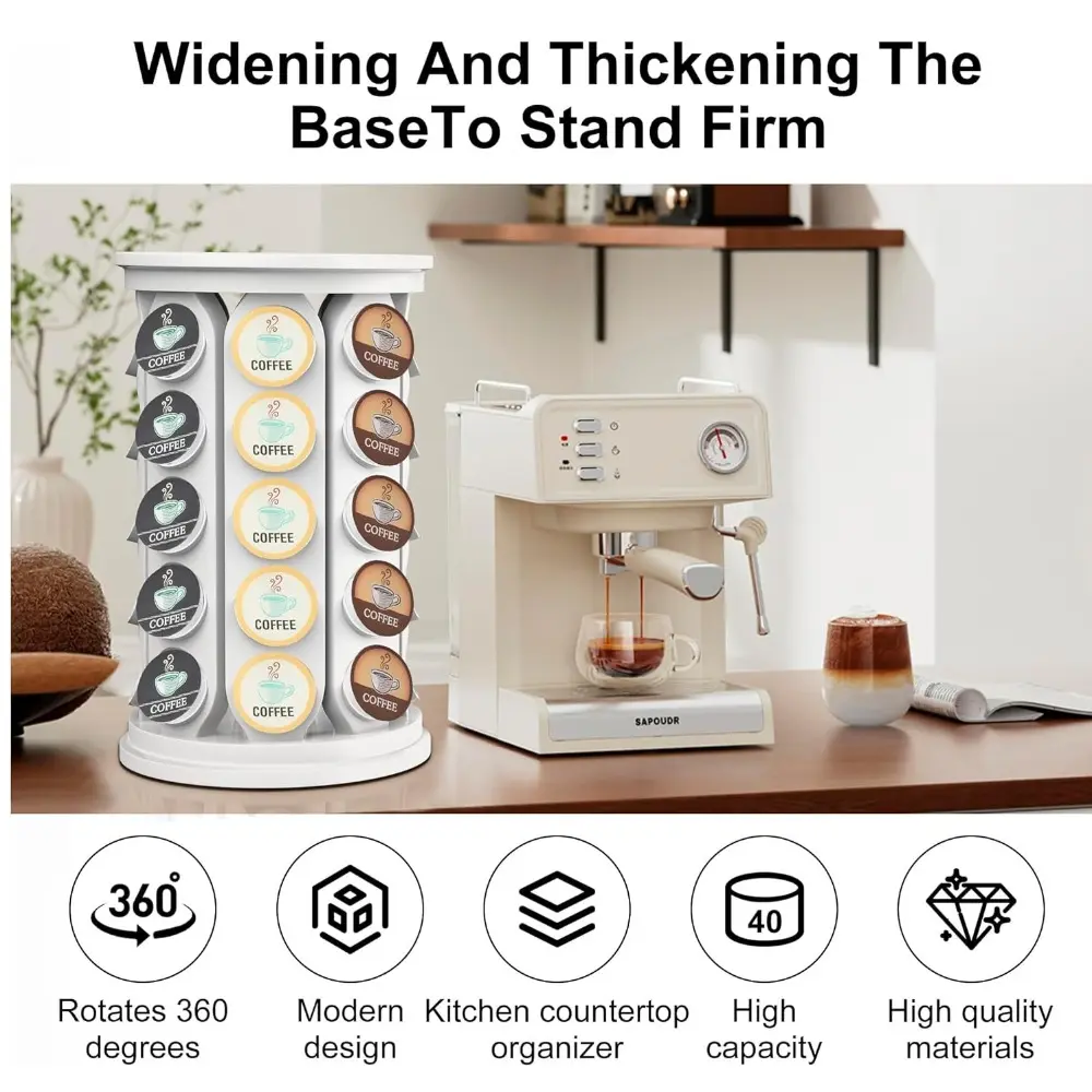 Hot 12.9inch Coffee Capsule Holder 360 Degree Rotation Large Compacity Coffee Organizer Stand ABS Hold 40pcs Counter Organizer for K CUP Office
