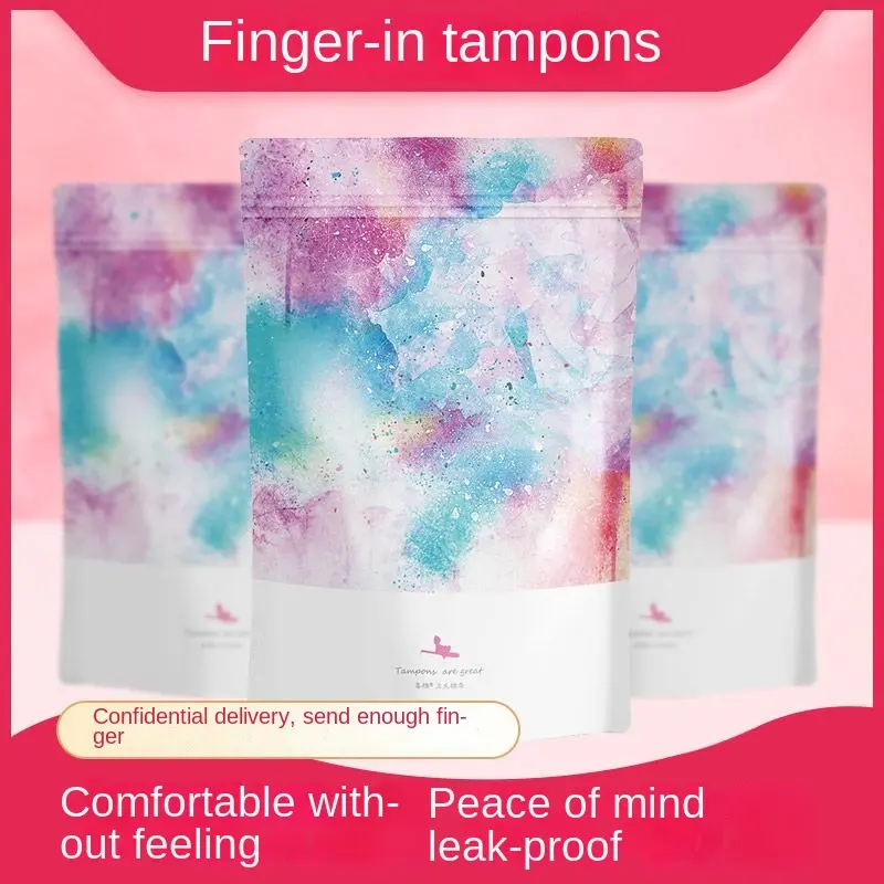Wedding Cotton Finger-in Tampon Built-in Sanitary Napkin Invisible Sanitary Pads Menstruation Cotton Swab Side Leakage Prevention Daily Night Use Comfort