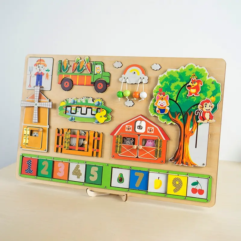 Đồ chơi trẻ em, bảng bận rộn trò chơi nông trại trèn luyện trí thông minh , khả năng quan sát DOHA TOYS - DH11 Cho Bé hộp bận rộn