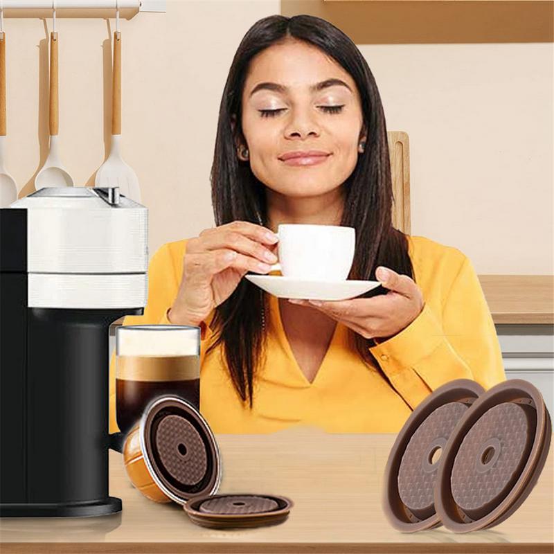 4Pcs Coffee Capsule Lids, Food Grade Silicone Caps for Nespresso Vertuo Pods, Vertuo Pod Lid for Refillable Nespresso 5