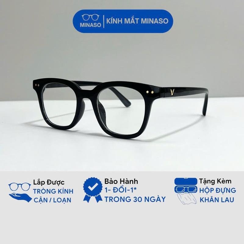Gọng kính cận thời trang nữ nam kính chữ V basic trẻ trung bản lề hợp kim chắc chắn thay được cận MINASO 3331