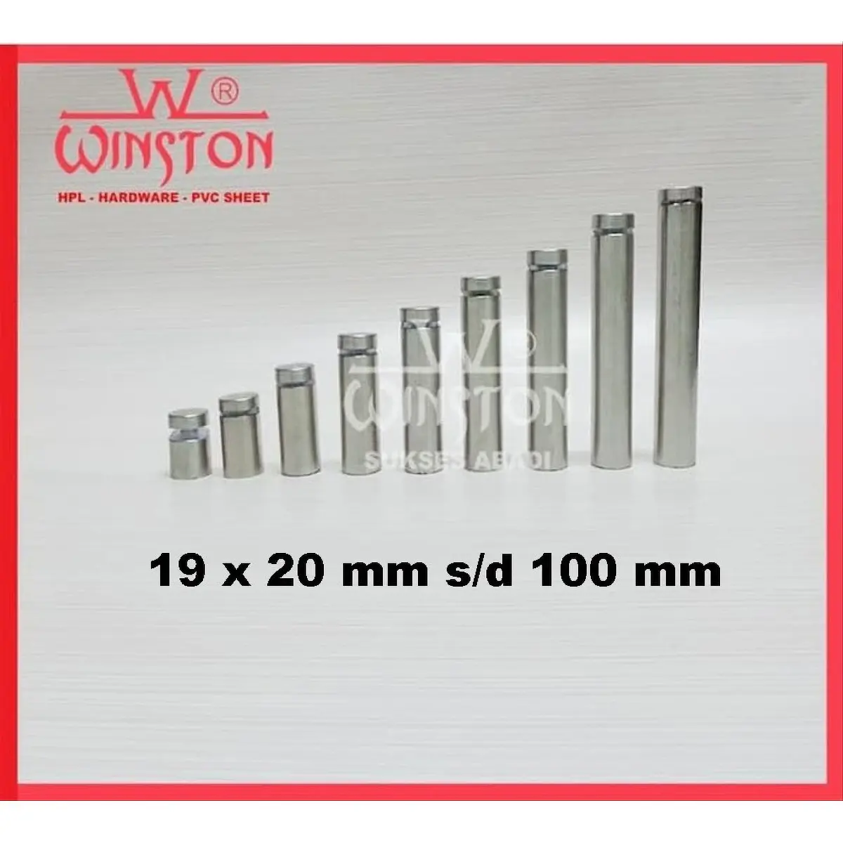 Pen Iklan WINSTON 19 mm Sign Board Paku Baut Sekrup Penjepit Stabil Kaca Akrilik Reklame Glass Holder Laser Panjang