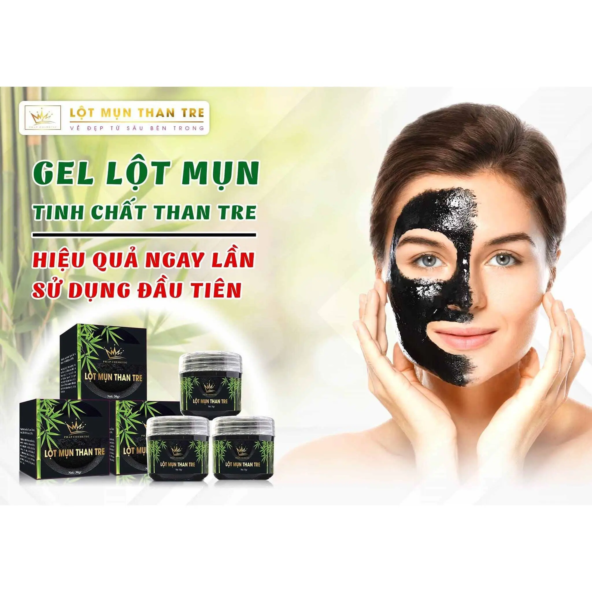 Combo 2 gel lột mụn đầu đen mũi than tre hoạt tính Pháp Cosmetic hộp 30gr