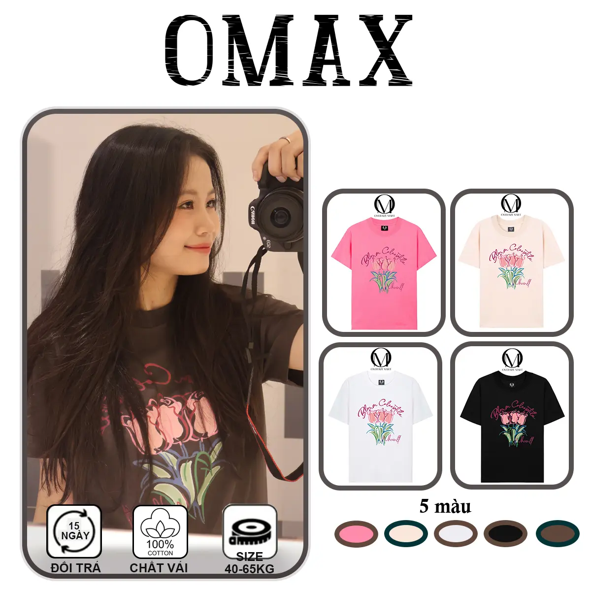 Áo thun babytee cotton ngắn tay cổ tròn cho mùa hè mát mẻ [B10] Top Nữ Women Đen aoba by