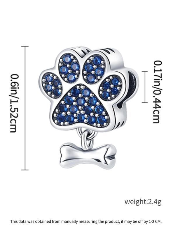 Puppy Paw Design Rhinestone Decorated Bead Charm, with Cute Bowknot Pendant, Diy Jewelry Making Supplies for Women & Girls, Perfect for Bracelet & Necklace 1