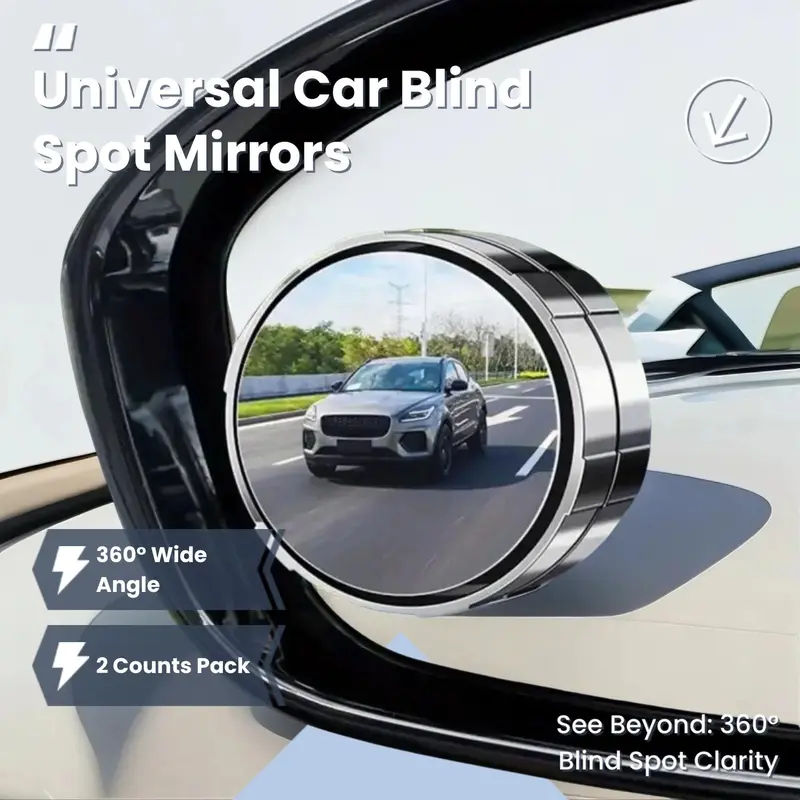 Universal Car Blind Spot Mirror, 2 Counts Automotive 360° Wide Angle Side Rear View Mirror with Sucker, Car Accessories for Cars SUV Truck Motorcycle 1