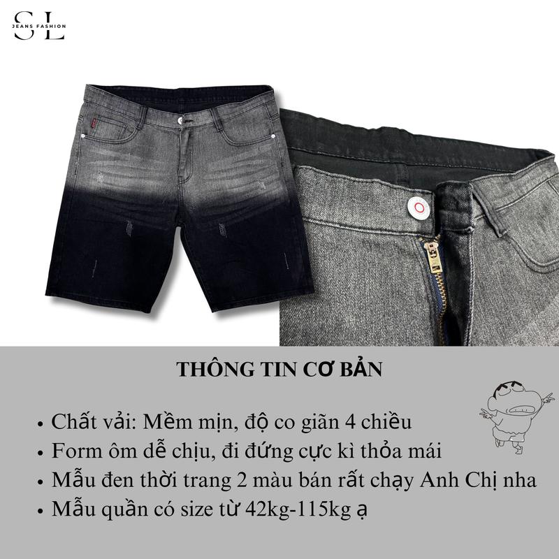 "Có Bigsize(Size 28-41)"Quần Sọt Jeans Nam SL Màu Đen Khói Phối Màu Đậm Nhạt Thời Trang Menswear Pants - Chất Vải Denim Co Giãn 4 Chiều, Đổi Size Miễn Phí, Giá Xưởng [Mã 5] 5