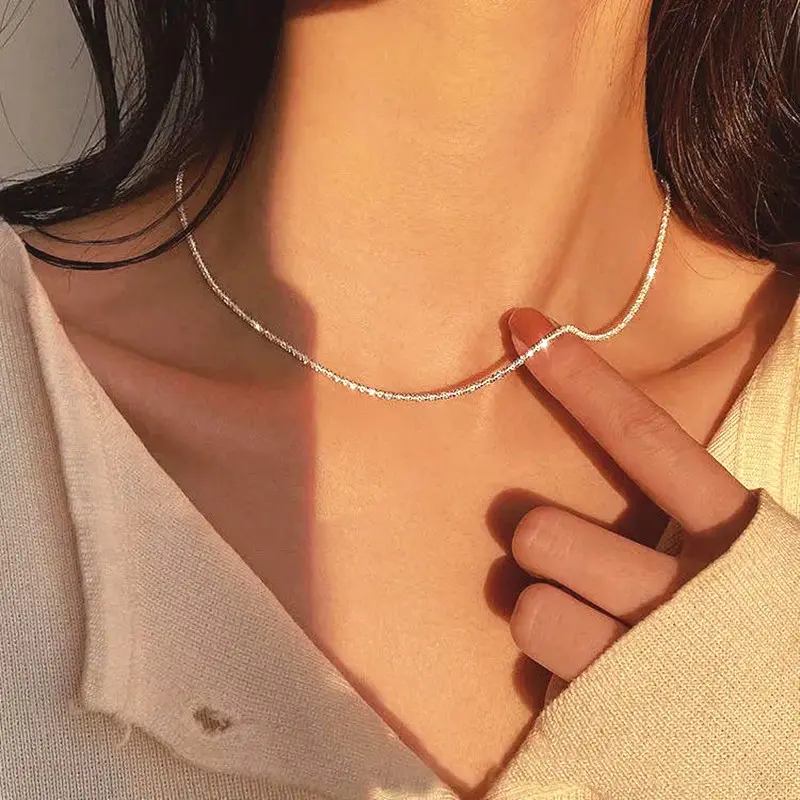 Simple 925 Necklace Ins Style Cauliflower Chain Sparkling Collarbone Chain 520 Necklace