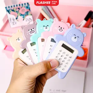 Flashee Kalkulator Beruang Mini Aesthetic Kalkulator Sekolah Lucu Motif Bear 8 Digit Calculator Portable Mini Biru Pink Hijau Krem Coklat Ungu