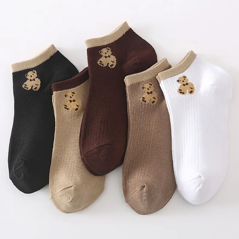 [luckydino] Kaos Kaki Teddy Bear Pendek Coklat Hitam Putih Moka Cream Cute Bear Women Socks Kaus Kaki Beruang Lucu Berkualitas Kaos Kaki Soft Lembut High Quality Korean Style