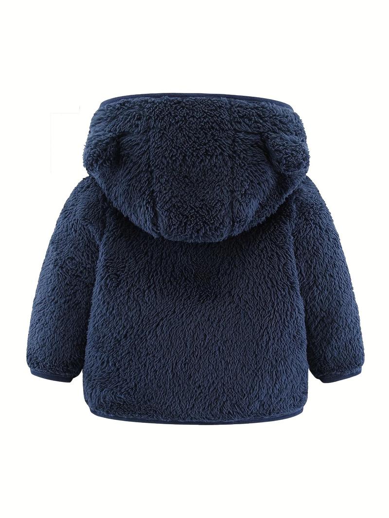 Product Introduction of 0-4 Years Old Spring And Autumn Male And Female Babies Hooded Bear Ears Zipper Warm Long Sleeve Top Solid Color Jacket 10