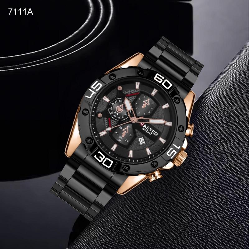 Jam Tangan Pria Gastro 7111A Rantai Stainless Steel Water Resistant 3 ATM Kaca Watches 1