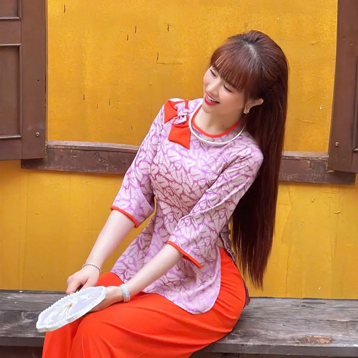 Bộ Bà Ba Nơ Vải Gấm Bigsz 40-80 Kí Nữ