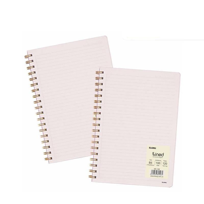 Vở lò xo kép bìa nhựa trong suốt kẻ ngang nét đứt - caro 6x6 5x5mm dash line, caro A5 B5 Klong tùy chọn VPPTUEMINH [Tổng hợp]