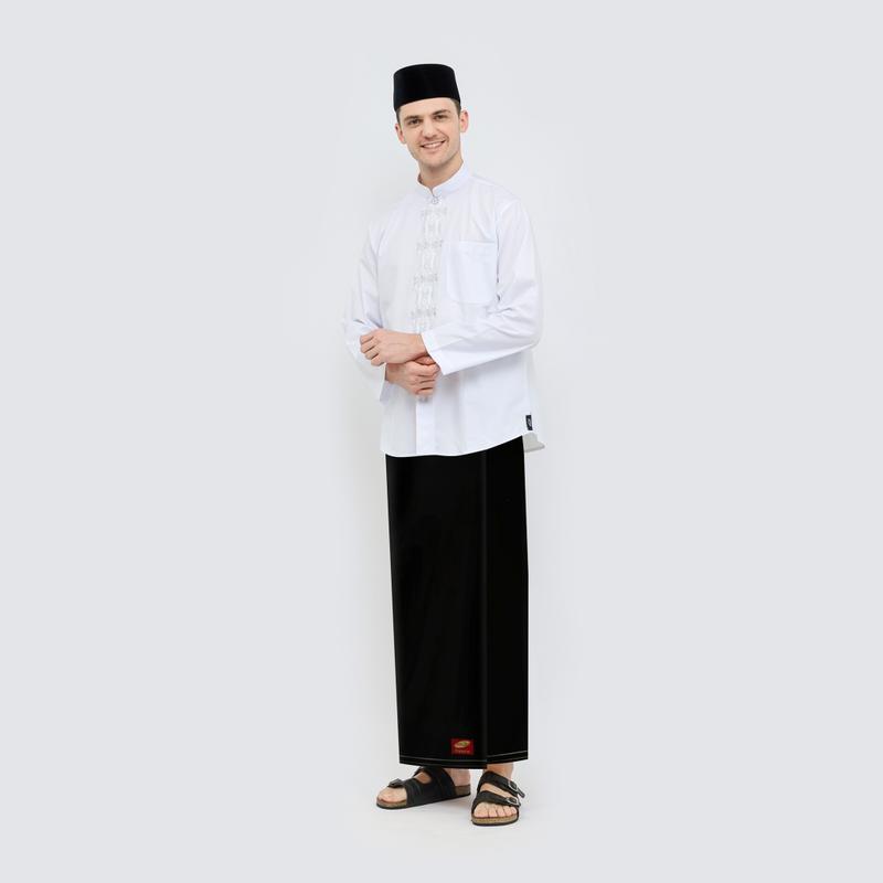 Sarung ATLAS Premium 725 Tumpal Kembang Polos Warna Hitam 01 0