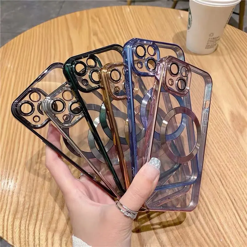 CASE MAGSAFE ELECTROPLATING METALIC MAGNETIC IPHONG 11 12 13 14 15 PRO MAX PLUS LENS GUARD PROTECTOR FULL COVER Softcase 1