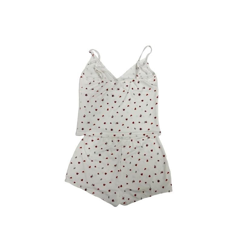 Women Pajama Set, Flower Print Sleeveless V-neck Camisole with Shorts 1